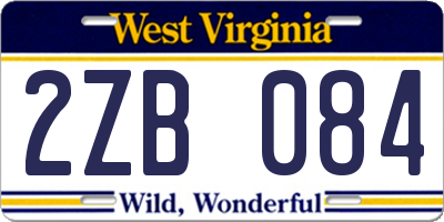 WV license plate 2ZB084