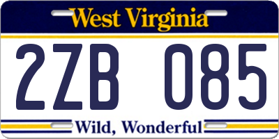 WV license plate 2ZB085