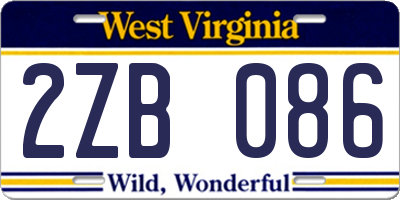 WV license plate 2ZB086