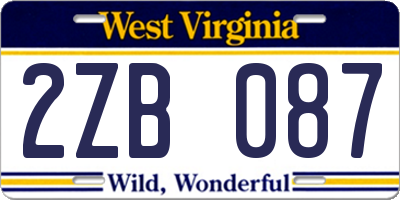 WV license plate 2ZB087