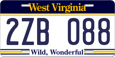 WV license plate 2ZB088