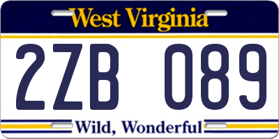 WV license plate 2ZB089