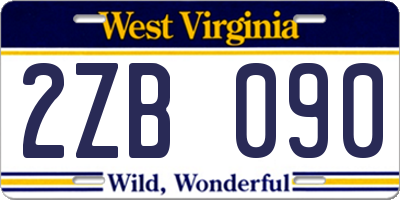 WV license plate 2ZB090