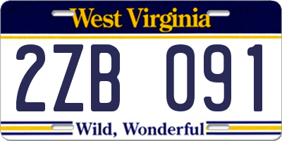 WV license plate 2ZB091