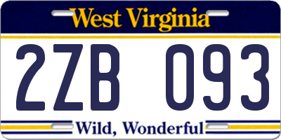 WV license plate 2ZB093