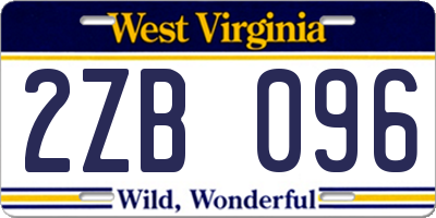 WV license plate 2ZB096