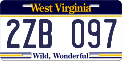 WV license plate 2ZB097