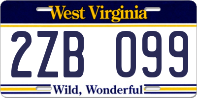 WV license plate 2ZB099