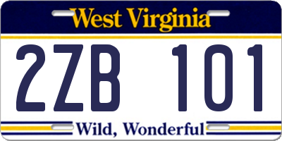 WV license plate 2ZB101