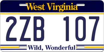 WV license plate 2ZB107