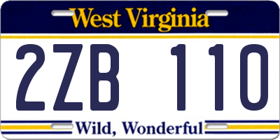 WV license plate 2ZB110