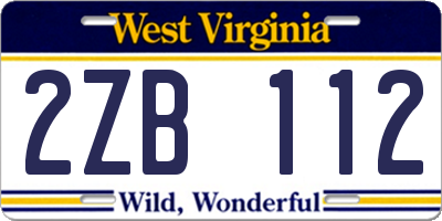 WV license plate 2ZB112