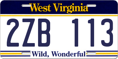 WV license plate 2ZB113