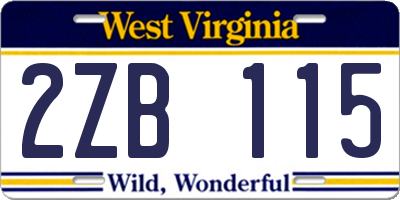 WV license plate 2ZB115