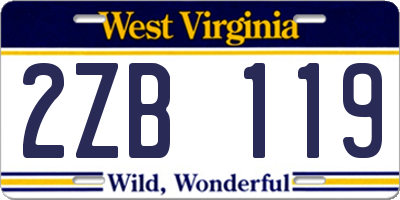 WV license plate 2ZB119