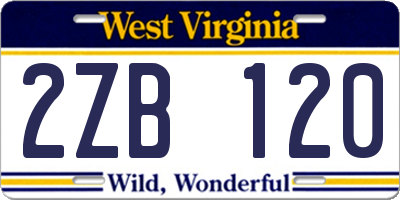 WV license plate 2ZB120