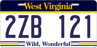 WV license plate 2ZB121
