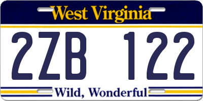 WV license plate 2ZB122