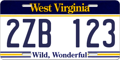 WV license plate 2ZB123