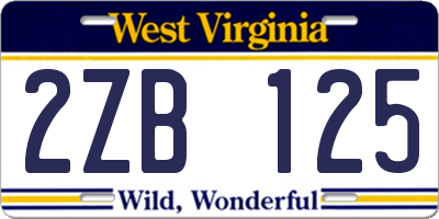 WV license plate 2ZB125