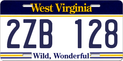 WV license plate 2ZB128