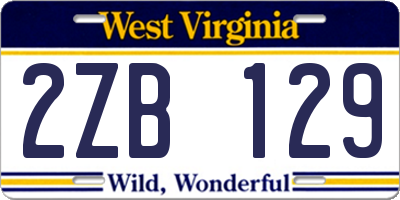 WV license plate 2ZB129