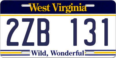 WV license plate 2ZB131