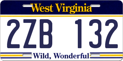 WV license plate 2ZB132