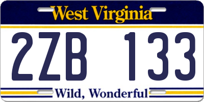 WV license plate 2ZB133
