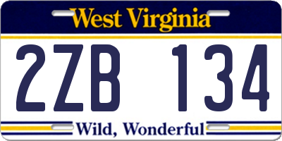 WV license plate 2ZB134