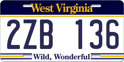 WV license plate 2ZB136