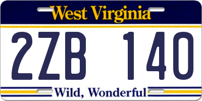 WV license plate 2ZB140