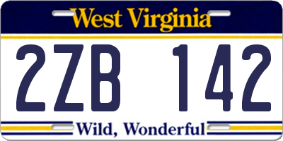 WV license plate 2ZB142