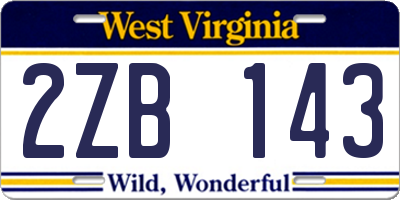 WV license plate 2ZB143
