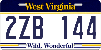WV license plate 2ZB144