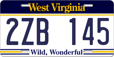 WV license plate 2ZB145