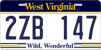 WV license plate 2ZB147