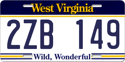 WV license plate 2ZB149