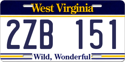WV license plate 2ZB151