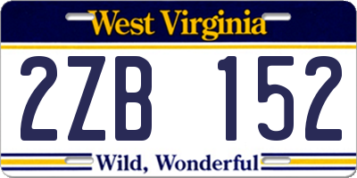 WV license plate 2ZB152