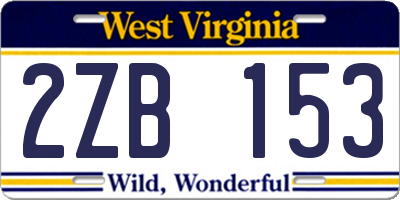 WV license plate 2ZB153