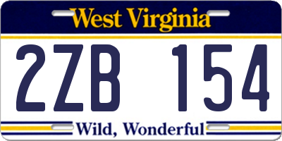 WV license plate 2ZB154