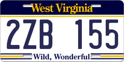 WV license plate 2ZB155