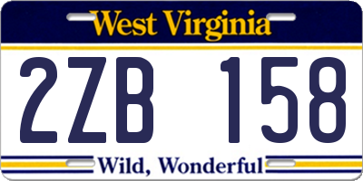 WV license plate 2ZB158