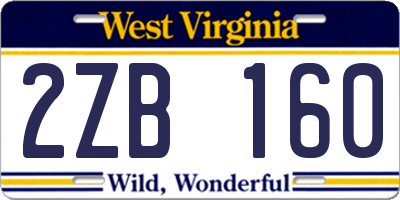 WV license plate 2ZB160