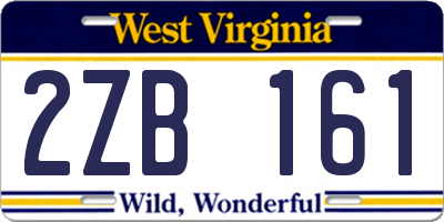 WV license plate 2ZB161