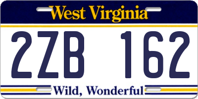 WV license plate 2ZB162