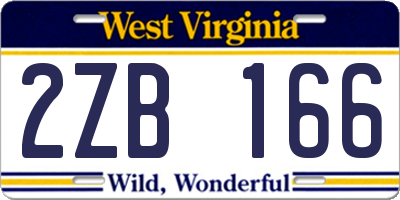 WV license plate 2ZB166