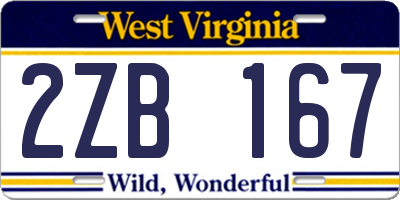 WV license plate 2ZB167