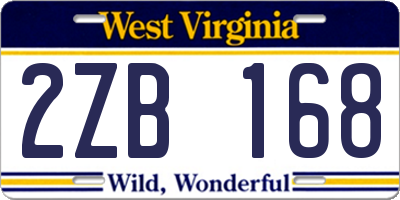 WV license plate 2ZB168